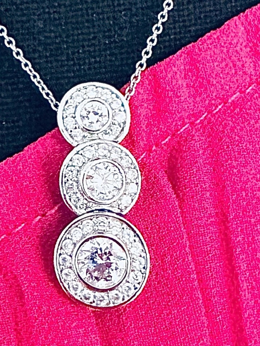 NECKLACE ~ 925 Sterling Silver Necklace w/Cubic Zirconia Round Stones